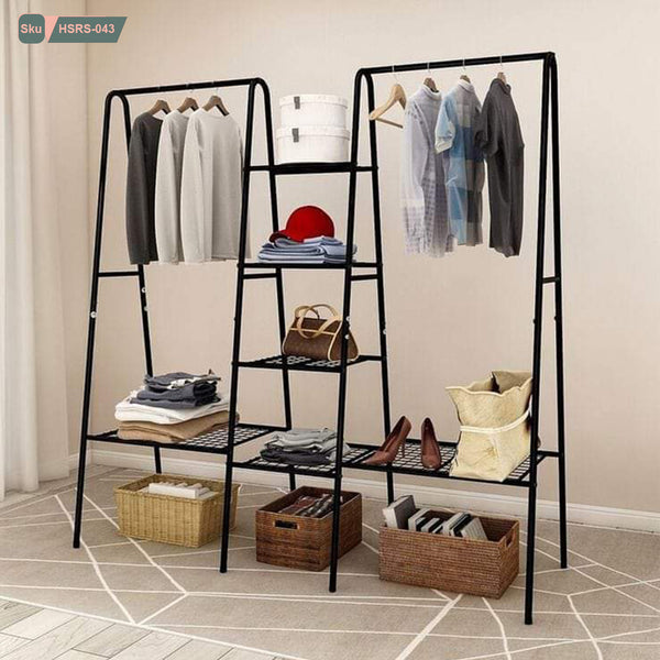 Clothes rack made of steel and wood - HSRS-043