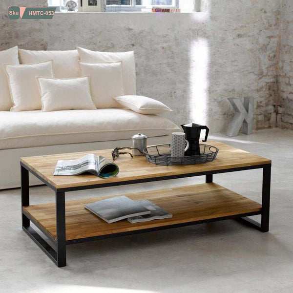 Iron and Melamine Wood Coffee Table - HMTC-053