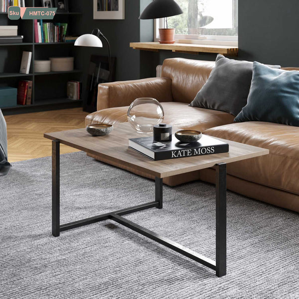 Iron and Melamine Wood Coffee Table - HMTC-075