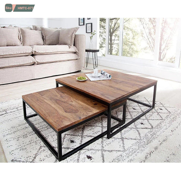 Iron and Melamine Wood Coffee Table - HMTC-077