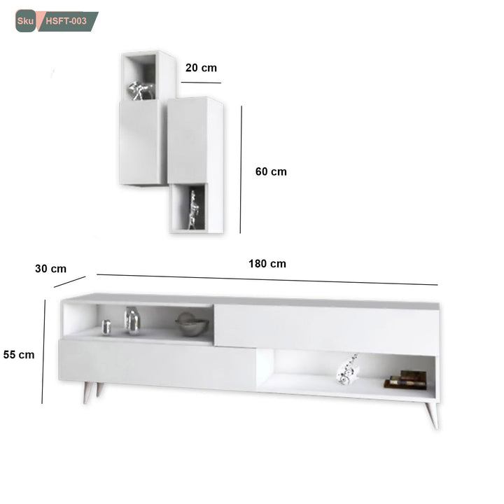 ترابيزة تليفزيون مع وحدات اضافية خشب ام دي اف عالي الجودة - HSFT-003 - هوم ديكوريا