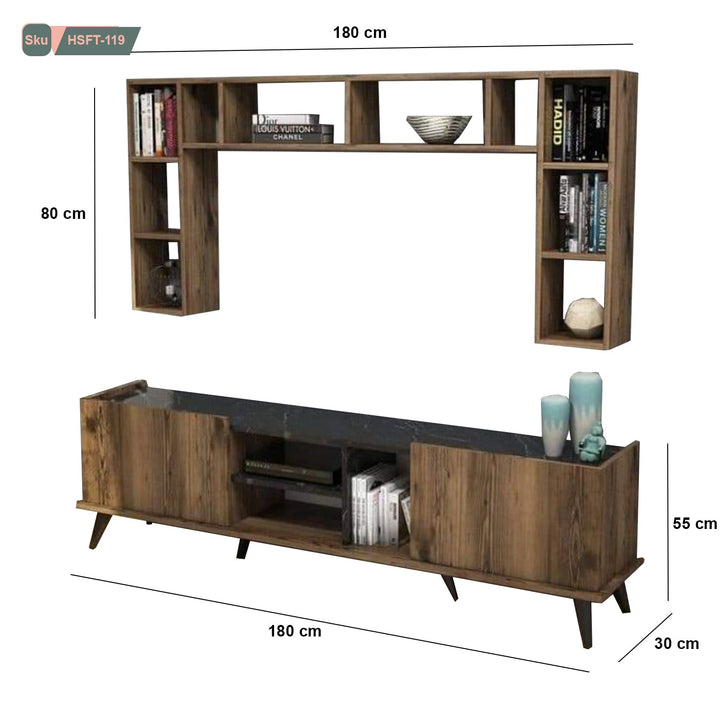 ترابيزة تليفزيون مع وحدات اضافية خشب ام دي اف عالي الجودة - HSFT-119 - هوم ديكوريا