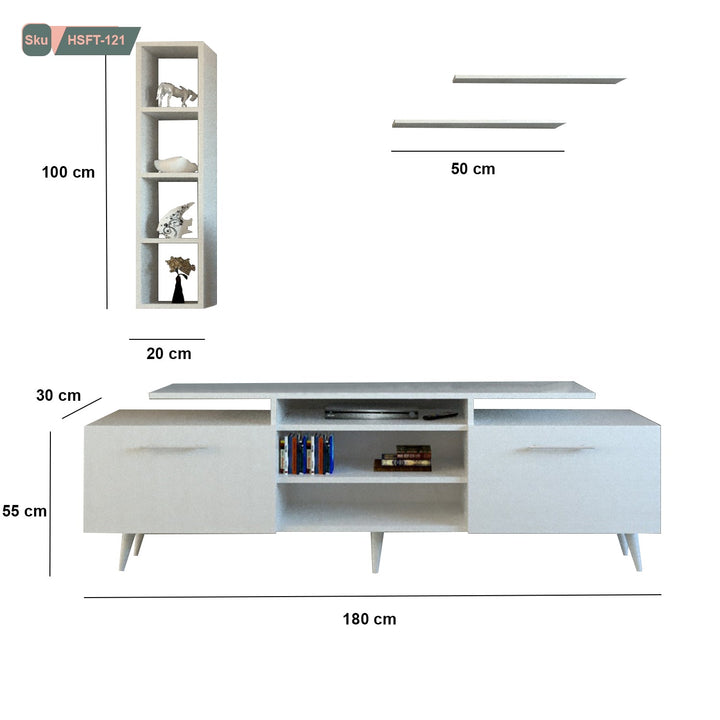 ترابيزة تليفزيون مع وحدات اضافية خشب ام دي اف عالي الجودة - HSFT-121 - هوم ديكوريا