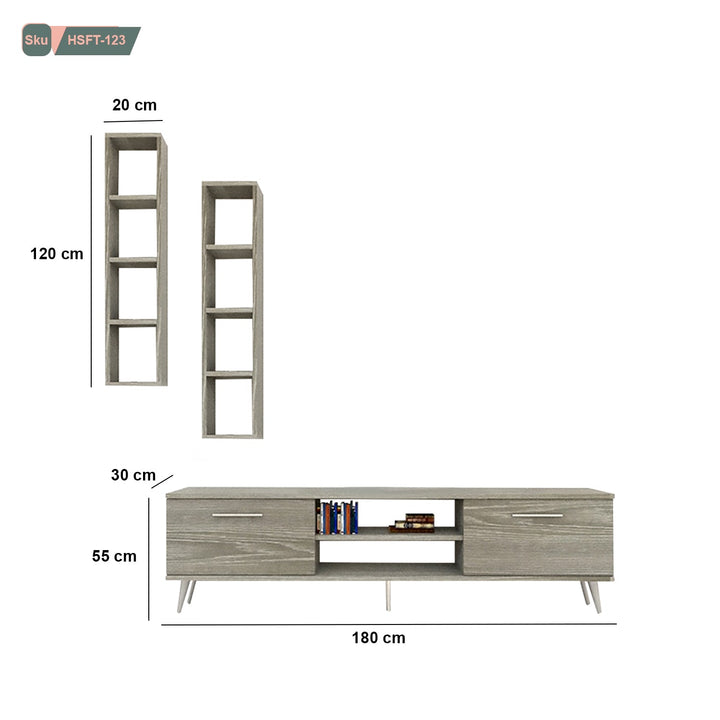ترابيزة تليفزيون مع وحدات اضافية خشب ام دي اف عالي الجودة - HSFT-123 - هوم ديكوريا