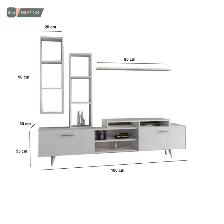 ترابيزة تليفزيون مع وحدات اضافية خشب ام دي اف عالي الجودة - HSFT-124 - هوم ديكوريا