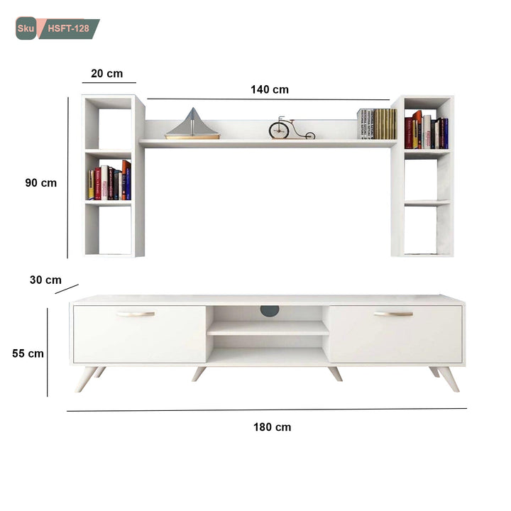 ترابيزة تليفزيون مع وحدات اضافية خشب ام دي اف عالي الجودة - HSFT-128 - هوم ديكوريا