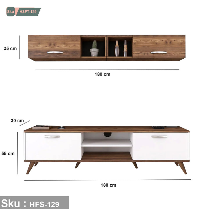 ترابيزة تليفزيون مع وحدات اضافية خشب ام دي اف عالي الجودة - HSFT-129 - هوم ديكوريا